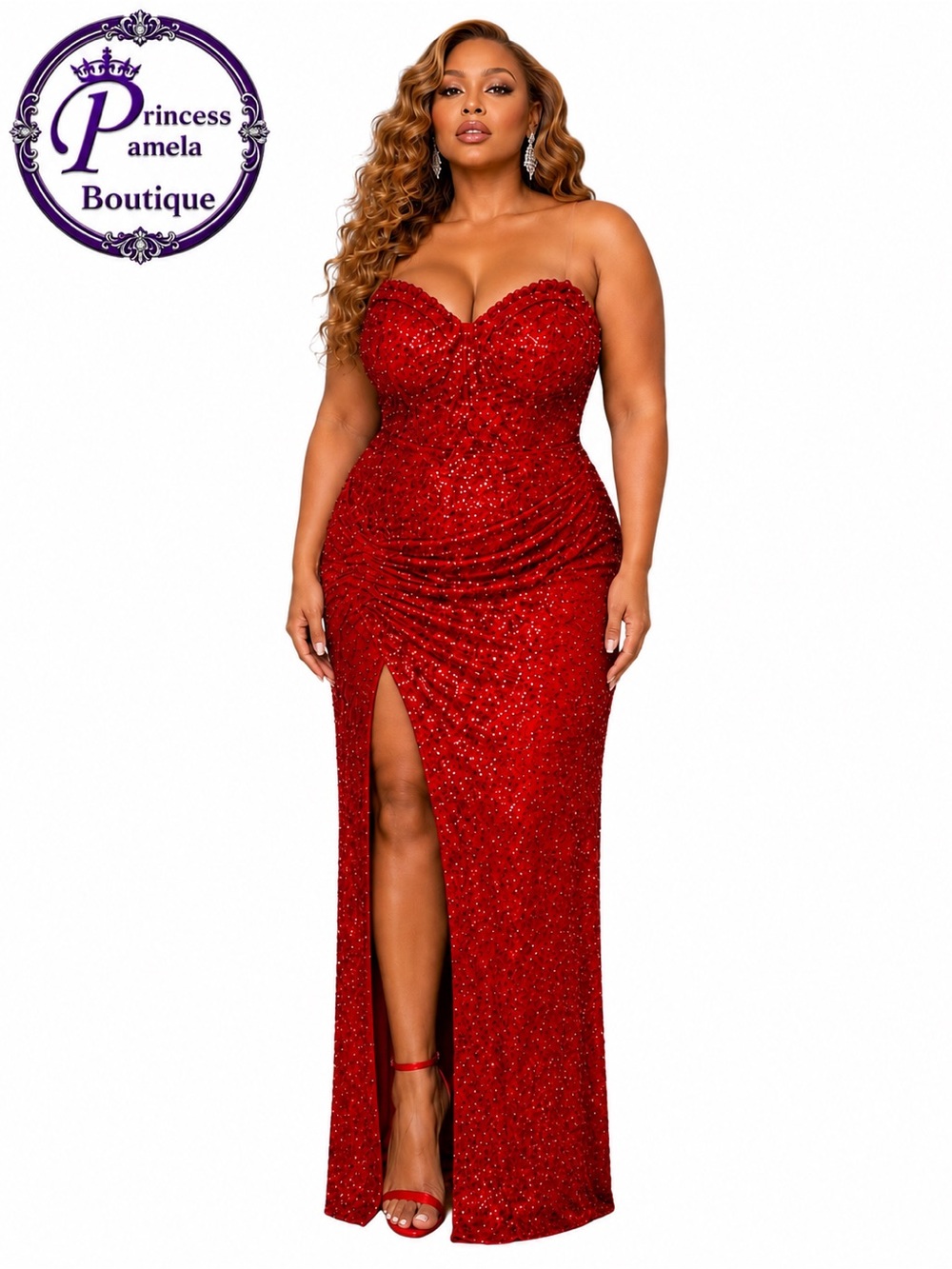 #21-27 Red sequined evening gown-2X/20W